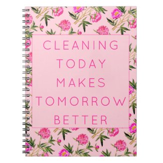 Pink Peonies Cleaning Affirmation Notebook