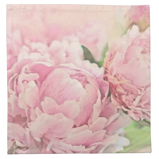 Pink Peonies Cloth Napkin (Front)