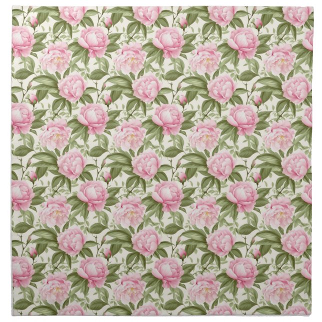 Pink Peonies Cloth Napkin (Front)