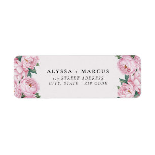 Pink Peonies Couple Names Label