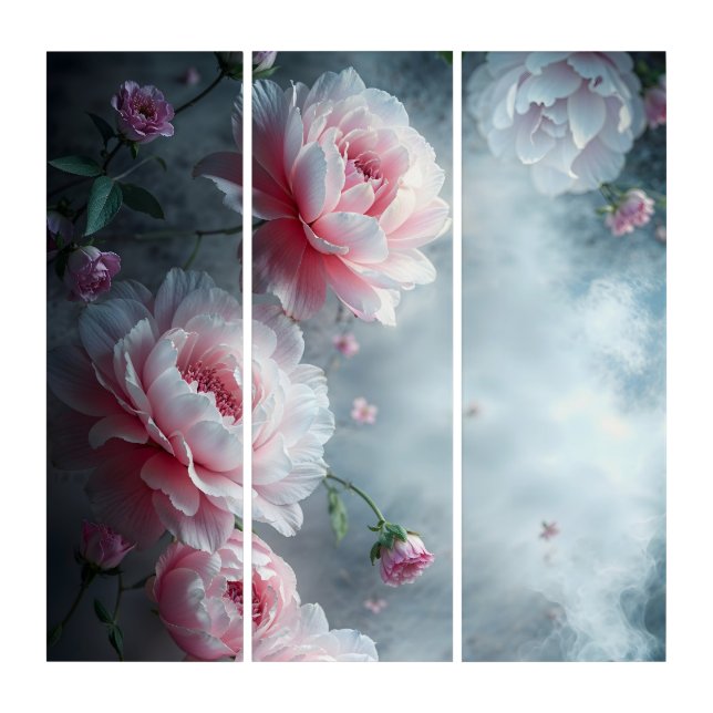 Pink Peonies Ethereal Triptych (Front)