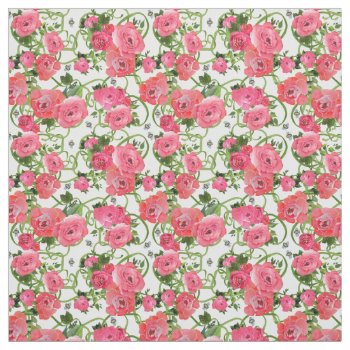 Pink Peonies Fabric by goldersbug at Zazzle