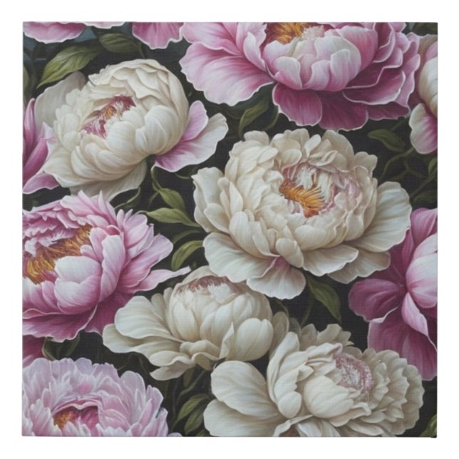 Pink peonies faux canvas print (Front)
