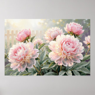 Pink Peonies Fine Art Print – Elegant Floral Oil