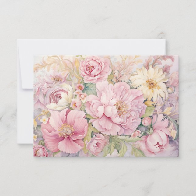Pink peonies Flat Card (Front)