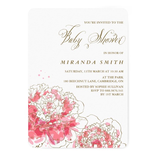 Pink Peonies | Floral Baby Shower Invitation