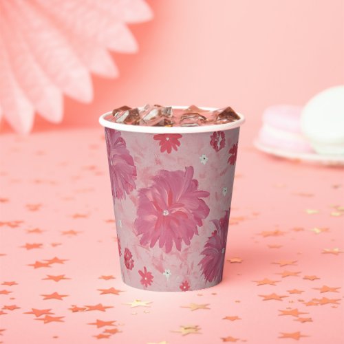 Pink Peonies Floral Paper Cups