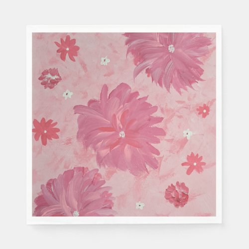 Pink Peonies Floral Party Napkins