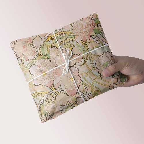 Pink Peonies Floral Pattern Tissue Paper