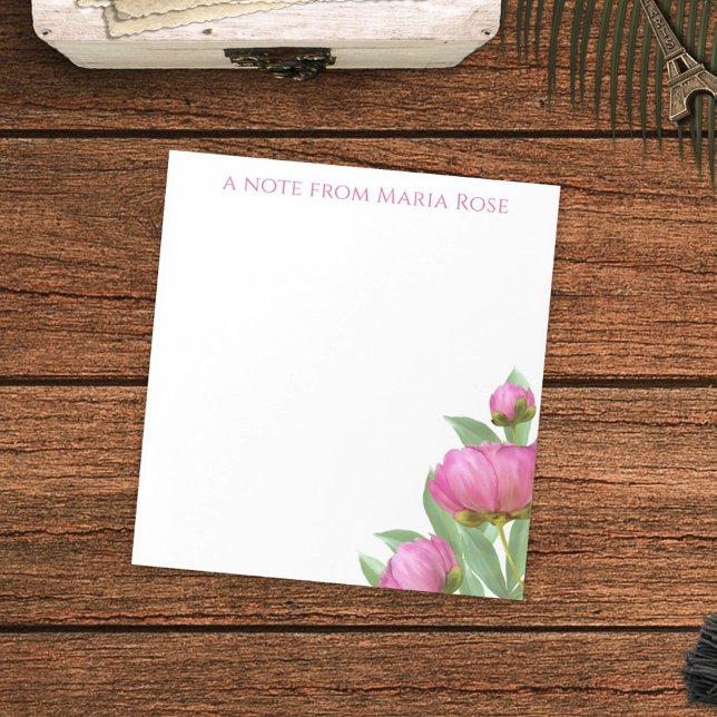 Pink Peonies Floral Personalized Notepad Elegant (Creator Uploaded)