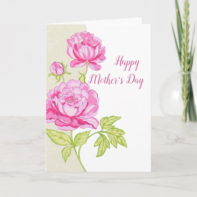 Pink Peonies Floral (Photo) Card (Front)