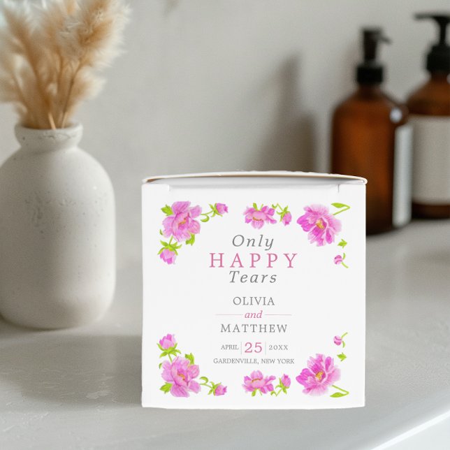 Pink Peonies Floral Pink Mini Wedding Tissue Boxes (Creator Uploaded)