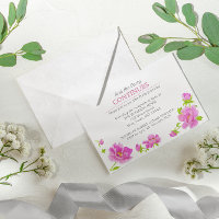 Pink Peonies Floral Silver After Party Invitation