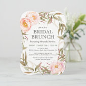 Pink Peonies Floral Wreath Bridal Brunch Invitation (Standing Front)
