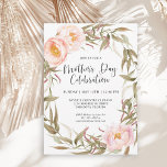 Pink Peonies Floral Wreath Mothers Day Celebration Invitation at Zazzle