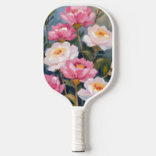 Pink Peonies Flower Bouquet Watercolor Pickleball Paddle