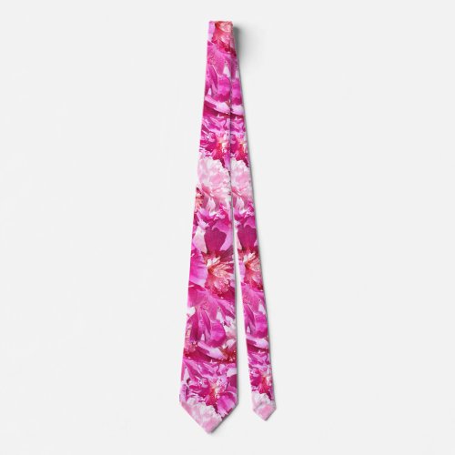 Pink Peonies Flower Tie