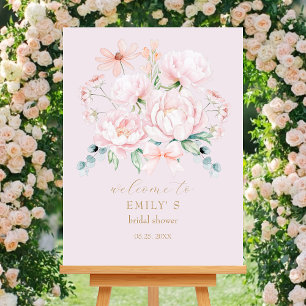 Pink Peonies  Garden Bridal Shower Welcome  Poster