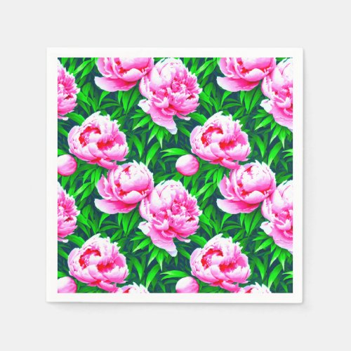 Pink Peonies Garden Print   Napkins