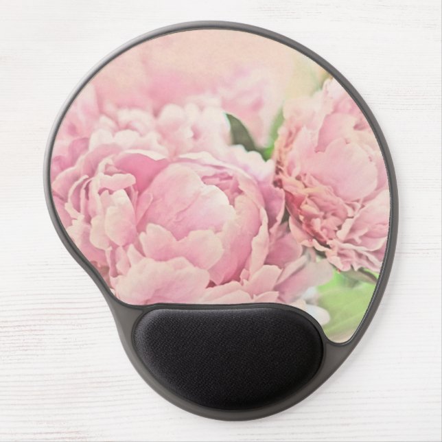 Pink Peonies Gel Mouse Pad (Front)