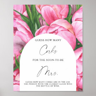 Pink peonies - Guess How Many Corks Poster