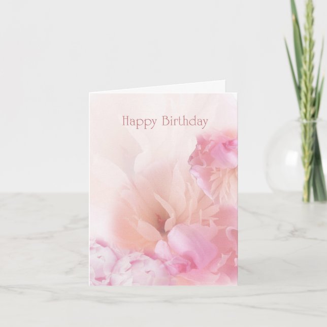 Pink Peonies Happy Birthday Card (Front)