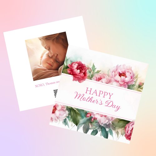 Pink Peonies Happy Mothers Day Holiday Card