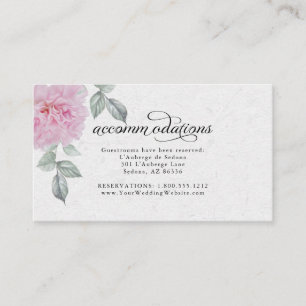 Pink Peonies Hotel Guest Accommodations Enclosure Card
