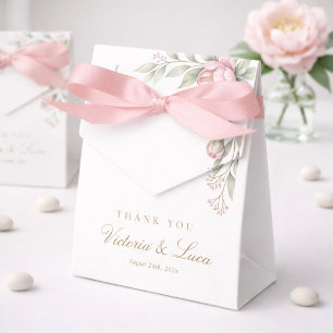 Pink Peonies In Bloom Celebration Party Thank You Favor Boxes
