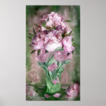 Pink Peonies In Peony Vase Art Poster/Print Poster