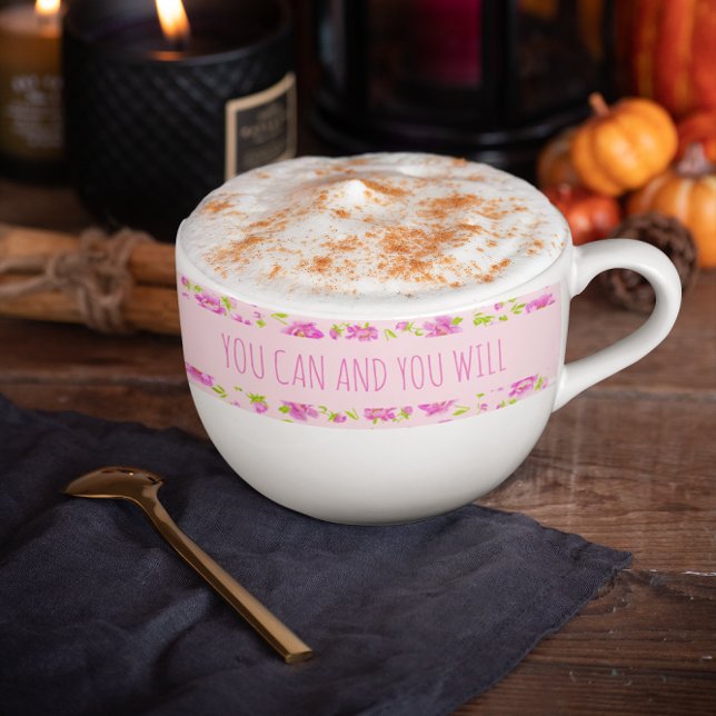 Pink Peonies Inspirational Personalized Soup Mug (Creator Uploaded)