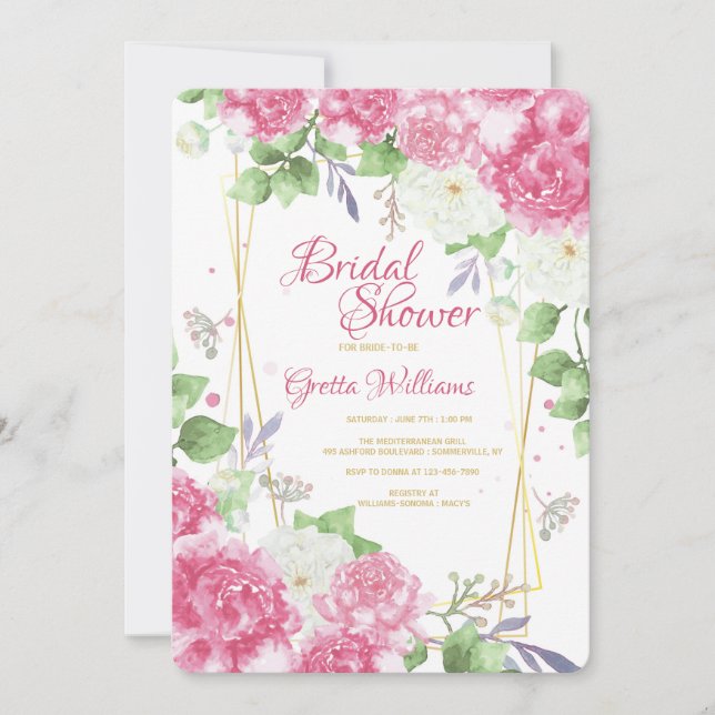 Pink Peonies Invitation (Front)