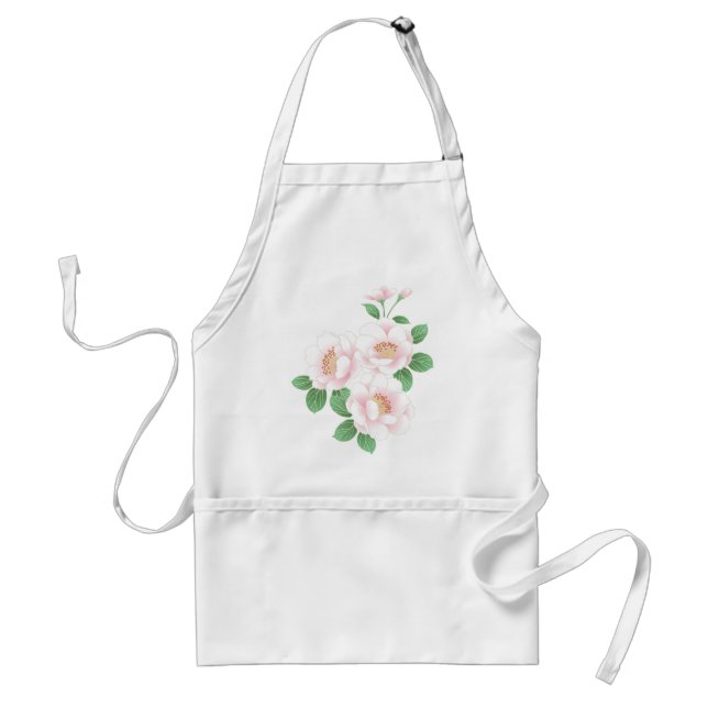 Pink Peonies Japanese Floral Kimono Adult Apron (Front)