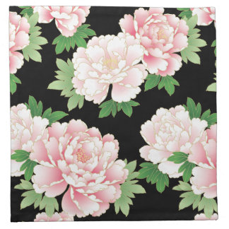 Pink Peonies Japanese Floral Kimono Cloth Napkin
