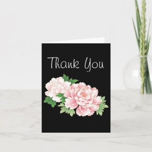 Pink Peonies Japanese Floral Kimono Letterpress Thank You Card