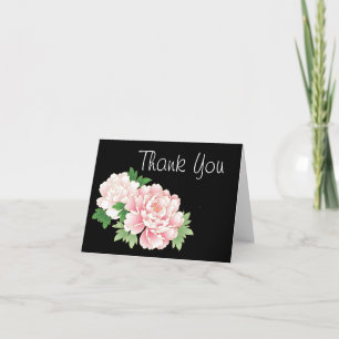 Pink Peonies Japanese Floral Kimono Letterpress Thank You Card