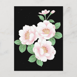 Pink Peonies Japanese Floral Kimono Postcard