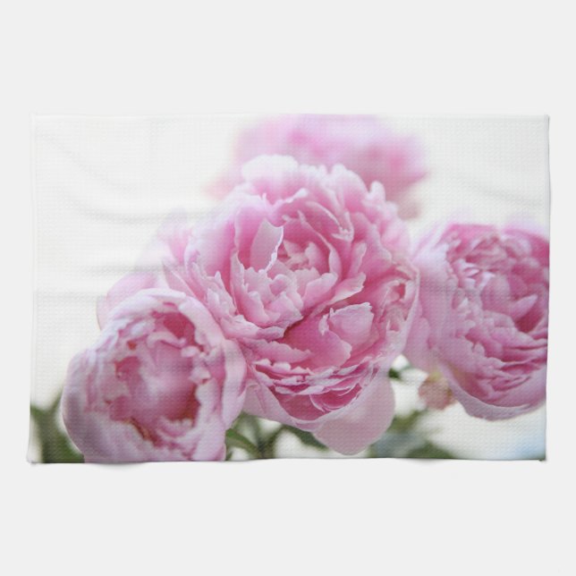 Pink peonies kitchen towel (Horizontal)