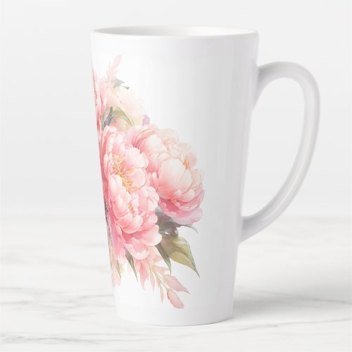 Pink Peonies Latte Mug