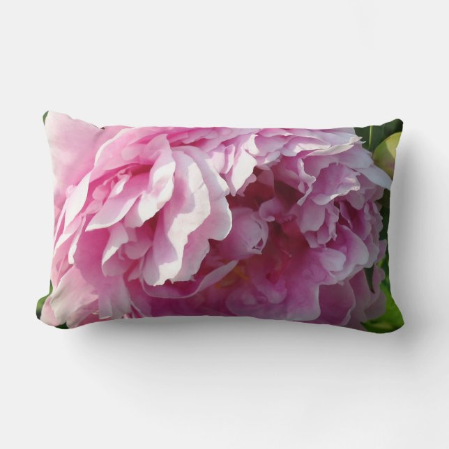 Pink Peonies Lumbar Pillow (Front)