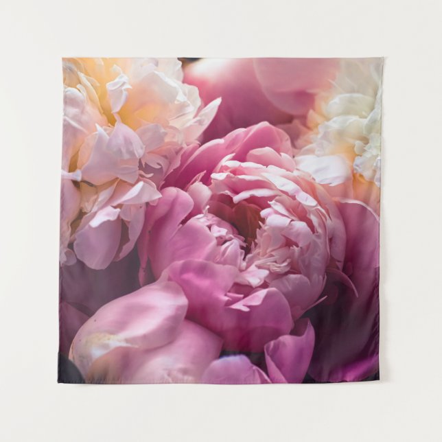 Pink Peonies: Luxurious Floral Art. Tapestry (Front)