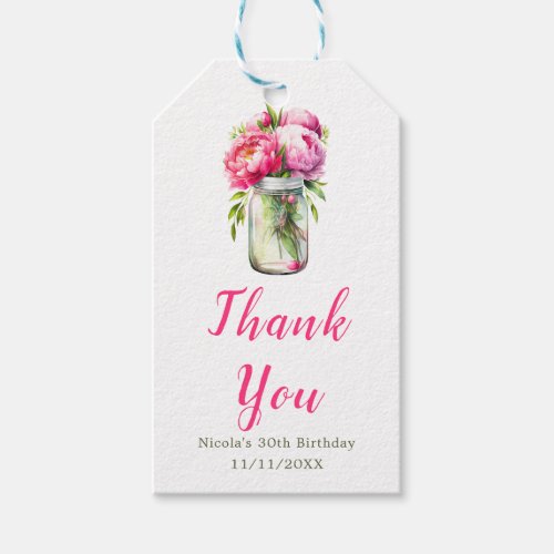 Pink Peonies Mason Jar Birthday