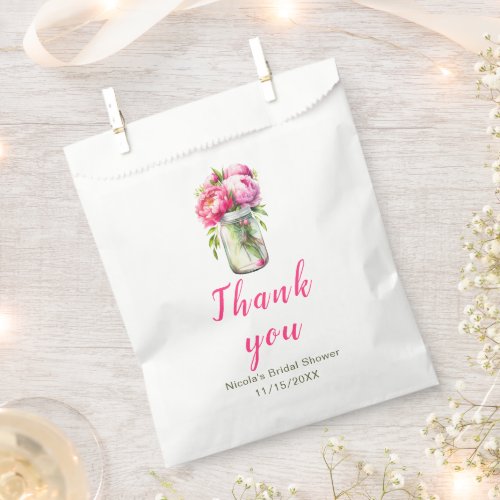 Pink Peonies Mason Jar Bridal Shower