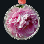 Pink Peonies Metal Ornament<br><div class="desc">Romantic elegant graceful pink Peonies-  floral photo by H Cooper</div>