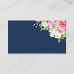 Pink Peonies on Navy Blue Placecards