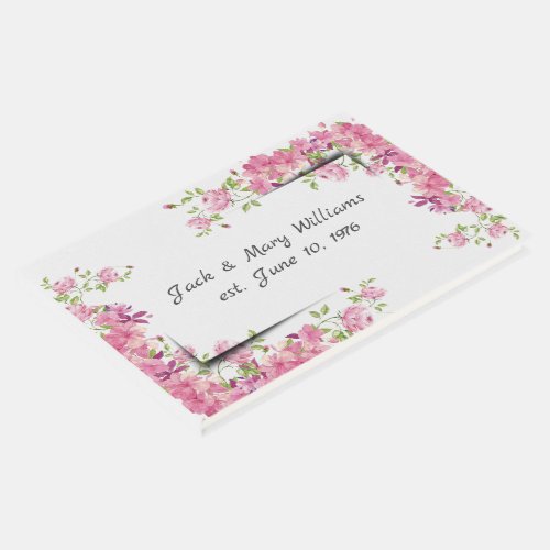 Pink Peonies On White  Guest Book