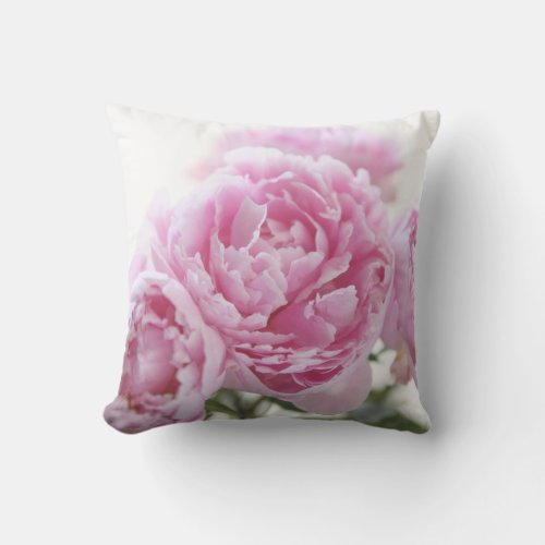 Pink peonies outdoor pillow