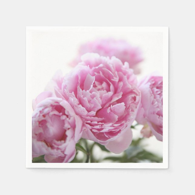 Pink peonies paper napkins (Front)