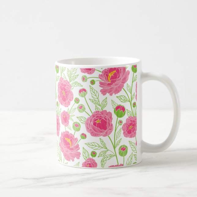 PInk Peonies Pattern  Coffee Mug (Right)