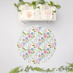 Pink Peonies Pattern Outdoor Rug